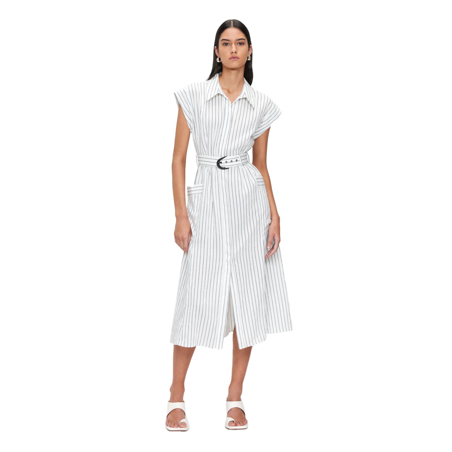 Veronika Maine Soft Pinstripe Shirtdress